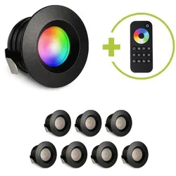 Einbaustrahler Mini flach Torino 3W RGBW IP44 - Farbe: schwarz matt - Anzahl: 8x