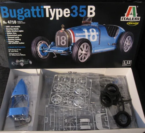 Italeri Bugatti Typ 35B 4710 - Detaillierter Modellbausatz - Modellbausätze, hochdetailliertes Design und perfekte Nachbildung des legendären Rennwagens für Modellbau-Enthusiasten.