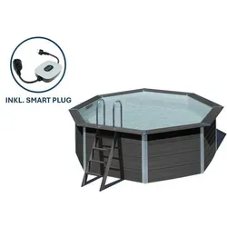 Gre Composite Rundpool-Set Ø 410 - Mit Smart Plug-Steuerung - Swimmingpools mit innovativer PLUG & PLAY APP-STEUERUNG, einfache Montage und wartungsfreies Design für maximalen Genuss im eigenen Garten.