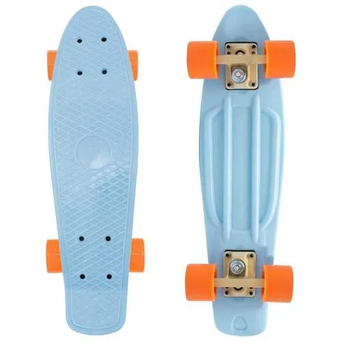 Penny-Skateboard 7-BRAND (Blue ORANGE) - Cruiserboard in Rucksackgröße, leicht und tragfähig bis 50kg, mit robusten Alu-Achsen und PU-Rädern für ein smoothes Fahrgefühl.