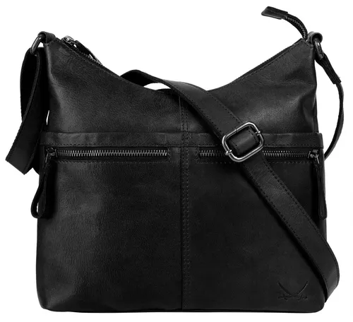 Sansibar Umhängetasche Damen 021880 schwarz - Umhängetasche aus 100% Rindleder, besonders leicht und mit durchdachter Innenausstattung für optimale Organisation. Ideal für den Alltag!