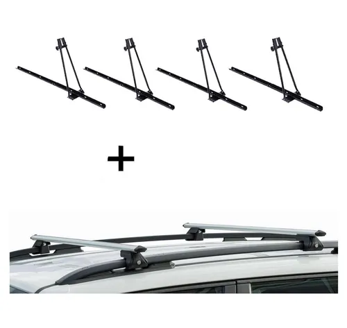 4x Fahrradträger ORION + Relingträger CRV135 für Volvo 960 (91-98) - Fahrradträger-Set für Volvo 960, ideal für bis zu 4 Fahrräder. Maximale Zuladung von 15 kg und einfache Montage für mehr Platz im Innenraum.