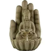 INTERGARDEN Buddha Zimmerbrunnen 55cm mit Beleuchtung - Teichdekoration – Buddha Zimmerbrunnen 55cm mit warmer LED-Beleuchtung, ideal für Wohnzimmer und Meditationsräume, sorgt für entspannende Atmosphäre und stilvolles Ambiente.