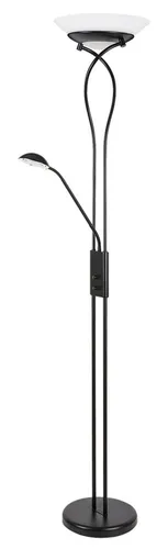 Rabalux 4554 Gamma-Stehlampe E27 2x15W + G9 1x40W schwarz - Stylische Stehlampe in Schwarz, ideal für stimmungsvolle Beleuchtung im Wohnzimmer oder Büro, mit flexibler Lichtgestaltung durch verschiedene Leuchtmittel.
