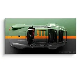 DOTCOMCANVAS® Leinwandbild Porsche 911 – Grünes Panorama Kunstdruck - Hochwertiges DOTCOMCANVAS® Leinwandbild mit Porsche 911 Motiv. Direkt aufhangbereit und in Deutschland handgefertigt. Genießen Sie lebendige Farben und scharfe Details für Ihr Zuhause.