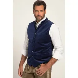 JP1880 Steppweste Weste Tracht Samt Stehkragen Strickrücken blau 54