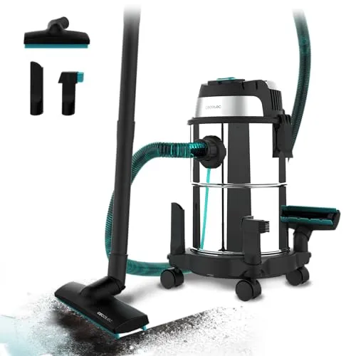 Cecotec Conga Rockstar Wet & Dry Steel 16L - Nass- & Trockensauger mit 1200 W Leistung, ideal für alle Oberflächen. Dank Doppelfunktion als Sauger und Bläser sowie 5m Aktionsradius perfekt für jede Reinigung.