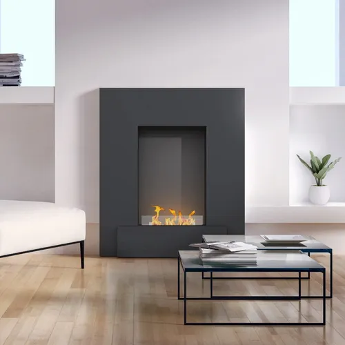 Noble Flame CORVO 950 FS - Moderner Ethanolkamin in Schwarz - Eleganter Ethanolkamin in Schwarz aus MDF/Spanplatte. Ideal für moderne Wohnräume, sorgt für gemütliche Atmosphäre ohne Rauch und Ruß.