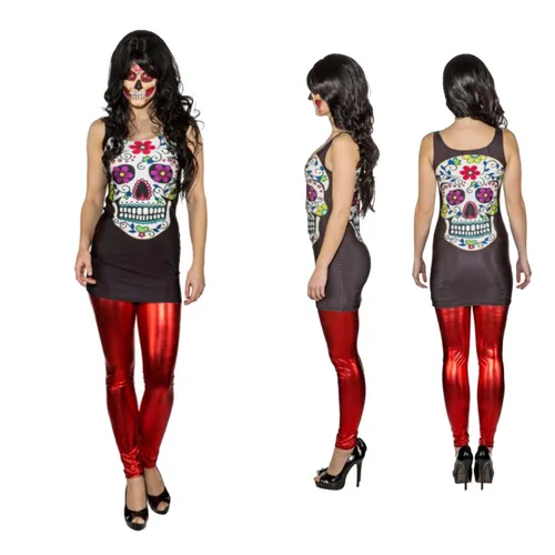 Sexy Sugar Skull Kleid Minikleid Dia de los Muertos L/XL 42 – 48