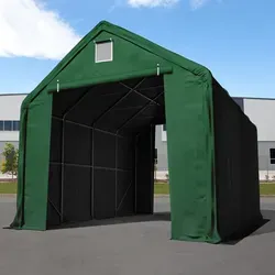 TOOLPORT Everest 5x10m Zelthalle - Dunkelgrün mit Statik - Pavillon 5x10m, witterungsbeständig und stabil, ideal für Lager oder Werkstatt. Die hochwertige PRIMEtex-Plane schützt vor UV-Strahlung und Regen, während das robuste Stahlgestänge Korrosion vorbeugt.