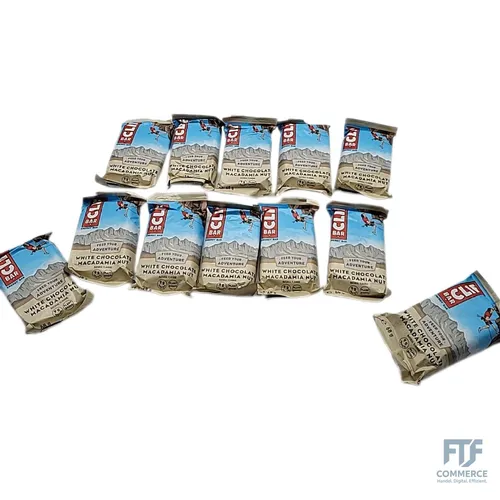Clif Bar Energieriegel White Chocolate Macadamia Nut - 12er Box - Energie-Riegel mit 9g Protein und köstlicher Mischung aus gerösteten Macadamianüssen und weißer Schokolade – ideal für Abenteuer und unterwegs!