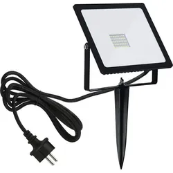 Gartenstrahler 30 Watt kalt-weiß 6000K – Vielseitige LED-Beleuchtung - Vielseitiger 30 Watt Gartenstrahler für die perfekte Ausleuchtung von Pflanzen, Fassaden oder Teichen. Inklusive Erdspieß und 3m Kabel für einfache Installation. IP44 Schutzklasse für den Außeneinsatz.
