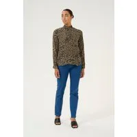 Langarm-Bluse Regular Fit in Major Brown/Black Leopard - Stylische Langarm-Bluse im Regular Fit, aus 100% Viskose (LENZING™ ECOVERO™), ideal für modische Outfits. Pflegeleicht und bequem für den Alltag.
