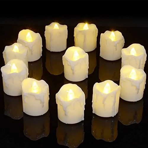 PChero LED Teelichter mit Timer - 12er Set Flammenlose Kerzen für Deko - Flammenlose LED Teelichter mit 6 Stunden Timer für automatisches Ein- und Ausschalten. Ideal für stimmungsvolle Dekorationen zu Feiertagen und Anlässe, sicher und langlebig mit realistischem Wachsdesign.