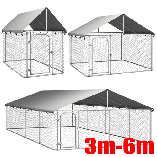 vidaXL Outdoor-Hundezwinger mit Dach 600x300x150 cm - Hundehütten: Robuster und geräumiger Hundezwinger mit feuerfestem, UV-beständigem Dach für optimalen Wetterschutz und Sicherheit.