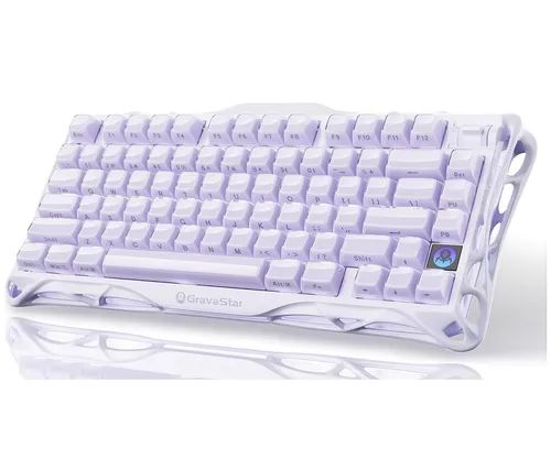 GravaStar Mercury K1 Kabellose Mechanische Tastatur Special Edition Lavender US - Kabellose mechanische Tastatur mit Bluetooth und USB-C, bietet eine programmierbare Nutzung und innovative Wandladefunktion. Ideal für stilvolles Arbeiten.