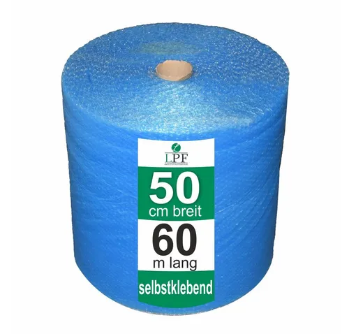 LPF dieLUFTPOLSTERFOLIE Schutzfolie Luftpolsterfolie SELBSTKLEBEND SELBSTHAFTEND Breite 50cm x Länge 60m