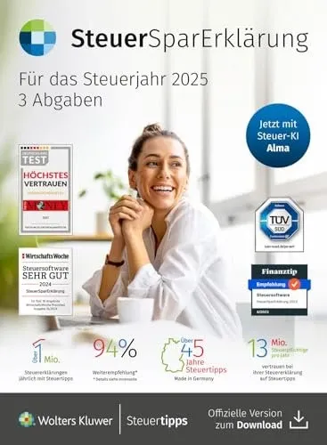 SteuerSparErklärung 2026 (Steuerjahr 2025) für Windows und Mac - Praktische Download-Software für effiziente Steuererklärung, ideal für Windows und Mac, einfach zu bedienen und zeitsparend.