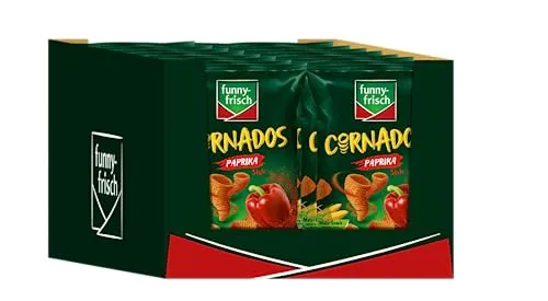 funny-frisch Cornados 80 g - 16er Pack, verschiedene Sorten - Chips & Nachos im Vorratspack - ideal für Partys oder gemütliche Abende! Genießen Sie knusprige Cornados mit Paprika und weiteren aufregenden Sorten.