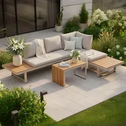 Riess Ambiente Wetterfestes Gartenmöbel Set Ibiza MODULAR Lounge - Gartenmöbel - Wetterfestes und flexibles Set aus Aluminium und WPC, ideal für Balkon, Terrasse oder Garten, inklusive Sitzpolstern und Beistelltisch.
