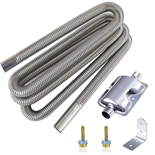 Cakapapo Abgasschlauch für Stromerzeuger 300CM - Robuster Edelstahl-Abgasschlauch mit Schalldämpfer, ideal für verschiedene Heizsysteme. Einfache Installation und effektive Geräuschreduzierung sorgen für einen reibungslosen Betrieb.