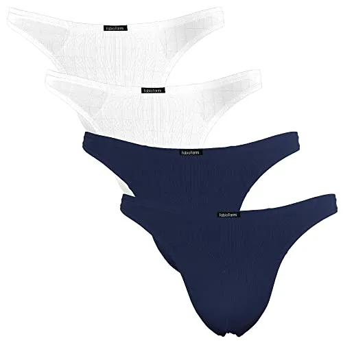 Fabio Farini 4er-Pack Herren String-Tangas in Rot, Schwarz, Blau & Weiß - 4er-Pack Strings mit perfekter Passform in 4 Größen. Setzen Sie Ihren Körper gekonnt in Szene. Entdecken Sie auch weitere Unterwäsche in unserem Sortiment!
