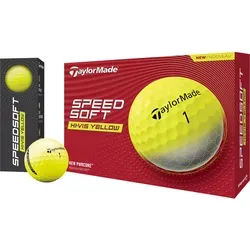 Taylormade TM24 SpeedSoft YLW GLB dz, Gelb - Hochwertiger Golfball mit geringer Kompression für ein weiches Gefühl und hohe Ballgeschwindigkeit. Ideal für den täglichen Golfer. Gut sichtbares Gelb sorgt für lange Sichtbarkeit auf dem Platz.