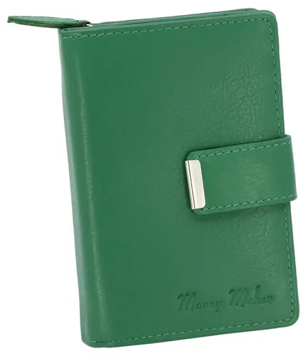 Money Maker Damen Leder Geldbörse - Handlicher Geldbeutel in Grün - Elegante Damen Geldbörse aus hochwertigem Leder (13,5 cm x 9,5 cm x 3 cm) mit vielen Fächern. Ideal für Ordnung und schnellen Zugriff auf Karten und Bargeld, ausgestattet mit sicherem Reißverschluss.