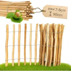 PINEEA Staketenzaun aus Haselnuss – 90 cm hoch, 5m langer Gartenzaun - Gartenzäune aus wetterfestem Haselholz, ideal als Beetbegrenzung oder Rankhilfe für Pflanzen. Langlebig und einfach aufzubauen – bringen Sie Struktur und Natürlichkeit in Ihren Garten!
