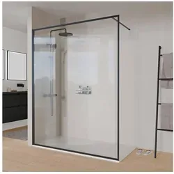 Bernstein Walk-in-Dusche FRAME 140x220 cm Klarglas Schwarz matt, ESG-Sicherheitsglas, Walk-In Duschwand vollgerahmt Aluminium 140 cm x 220 cm