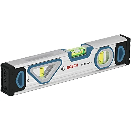 Bosch Professional Wasserwaage 25 cm mit Magnet System - Wasserwaage mit einzigartigem Sichtfenster für einfaches Ablesen in allen Positionen und starken Magneten für sichere Befestigung auf Metalloberflächen.