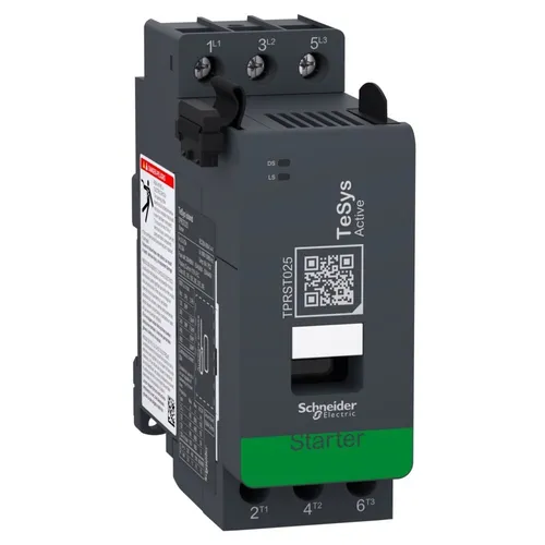 Schneider Electric TPRST025 Direktstarter 25 A 11 kW - Sanftstarter für Standardanwendungen, 25 A und 11 kW, mit Schraubklemmen und Status LED. Ideal für effizientes Lastmanagement bis 80A, geeignet für Hutschienenmontage.