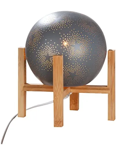 GILDE Tischleuchte PRICKELSTERN - elegante Porzellanlampe in Grau - Die GILDE Tischleuchte PRICKELSTERN aus hochwertigem Porzellan bringt stilvolles Licht in Ihr Zuhause. Mit 24 cm Höhe und 21,5 cm Durchmesser eignet sie sich perfekt für Nachttisch oder Wohnbereich und schafft eine gemütliche Atmosphäre.