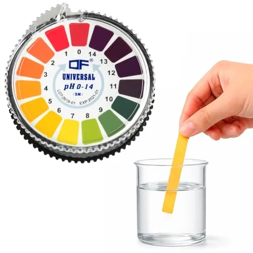 ECENCE 1 Stck. pH Teststreifen auf Rolle, Messbereich 0-14, Lackmus Indikator, Säuretest für verschiedene Flüssigkeiten (z. B. Aquarien, Trink-Wasser, Speichel, Pool)