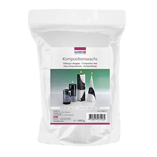 Glorex 6 8601 2 - Kompositionswachs 1000 g, gebrauchsfertige Wachsmischung in Granulatform, zur Kerzenherstellung, für eine gute Brennqualität und eine ruhige Flamme