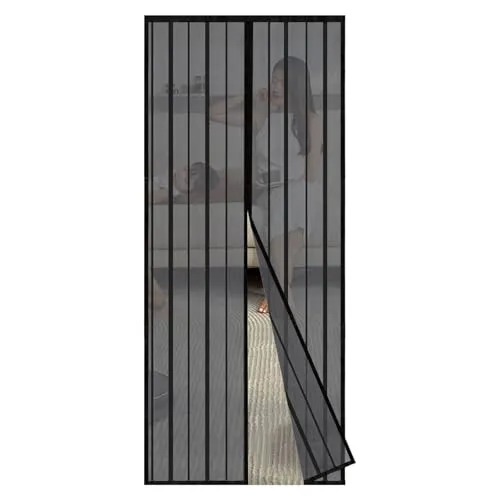 Sekey Magnet Fliegengitter Balkontür ohne Bohren, 115x210cm, Schwarz - Praktischer Insektenschutz für Balkontüren – einfache Montage ohne Bohren dank selbstklebender Elemente. Robustes Material sorgt für dauerhaften Einsatz und optimale Luftzirkulation.