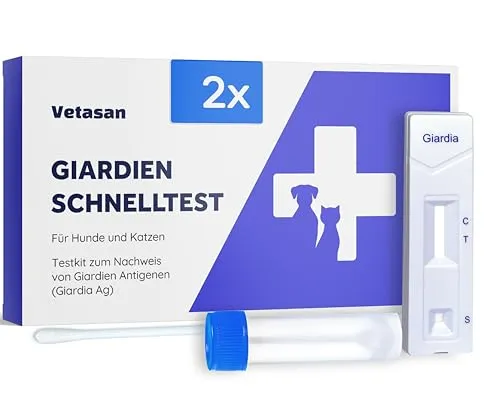 Vetasan 2X Giardien Schnelltest für Hund & Katze I Professioneller Giardientest zuverlässig & schnell I 98,3% Genauigkeit I Giardien Test, Giardia Test