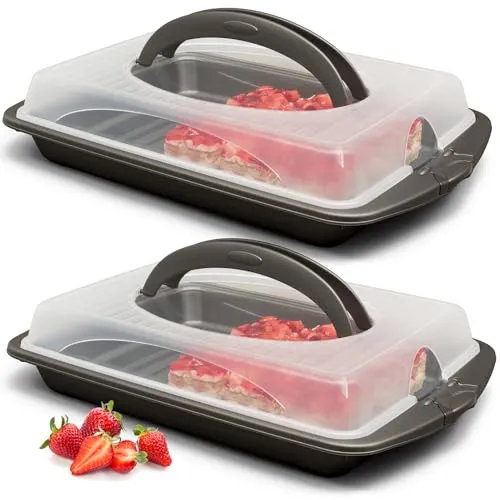 Hausfelder Kuchentransportbox Set 2er, rechteckig & rund, BPA-frei - Perfekte Lösung für den sicheren Transport Ihrer Backwaren! Mit ergonomischem Griff und luftdichten Verschlüssen wird der Transport von Torten und Snacks zum Kinderspiel. Ideal für Kuchenliebhaber!
