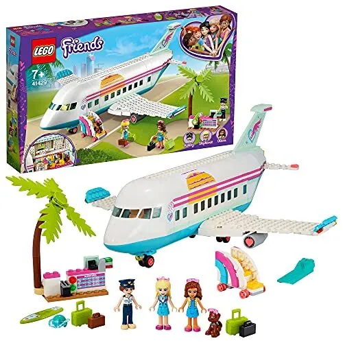 LEGO 41429 Friends Heartlake City Flugzeug - 574 Teile, mit beweglichen Stufen und vielen Urlaubszubehörteilen für kreatives Spielen