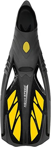 Aqua Speed INOX Unisex Flossen | Bequeme Taucherflossen für Schnorcheln und Schwimmen, grau/gelb, 36/37 - Trainingsausrüstung für Schwimmen, hochbelastbare und flexible Flossen für maximalen Vortrieb, ideal für Schnorcheln und Tauchen, mit praktischer Aufbewahrungstasche.