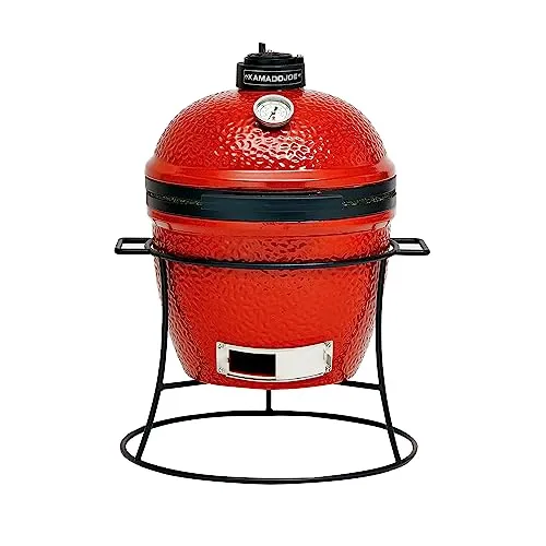 Kamado Joe Joe Jr. 13,5 Zoll - Tragbarer Holzkohlegrill in Rot - Grills – Perfekt für Grillpartys und Camping, mit kompakter Bauweise, gusseisernem Ständer und 148,5 Quadratzoll Grillfläche für vielseitiges Grillvergnügen.