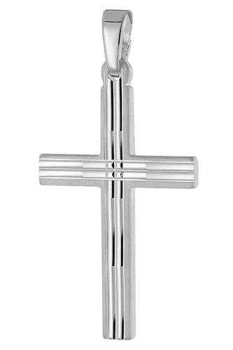 TRENDOR Schmuck Kreuz-Anhänger aus 925 Silber - Eleganter Kreuz-Anhänger aus rhodiniertem Sterlingsilber (925), ideal für Damen und Herren. Ein stilvolles Accessoire, das jeden Look abrundet.