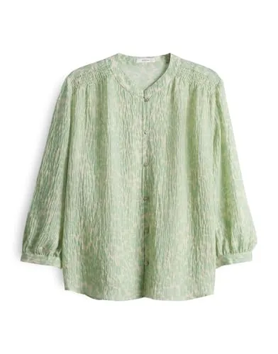 OPUS Kurzarmbluse FAMELIA Regular - Blusenshirts mit feiner Jacquard Struktur, Smock-Details und Ballonärmeln für einen eleganten Look.