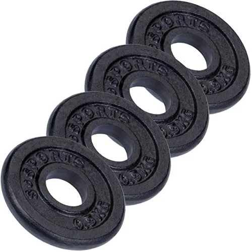 ScSPORTS® Hantelscheiben - Set, 2/4/5/10/20 kg, Ø 30/31 mm, Gusseisen - Gewichtsscheiben, Hantelscheiben-Set, Hantelgewichte, Fitness Scheiben, Gussscheiben, Gewichte für Hantel (2 kg (4 x 0,5))