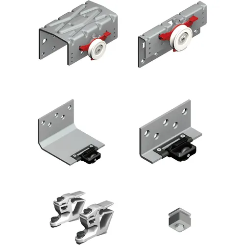 CINETTO PS48 Beschlagset mit Stopper für 3-flügelige Türen - Praktisches Beschlagset für 3-flügelige Türen mit einer Holzstärke von 28 mm. Ideal für eine stabile und zuverlässige Montage von Vorhängen und Jalousien.