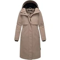 Navahoo Wintermantel Eismelodie 14 - Modischer Winter Parka mit Kapuze in Taupe, Größe XL - Funktionsjacken, wasser- und windabweisend, ideal für kalte Tage mit regulierbarer Kapuze und wärmendem Fleece-Futter.