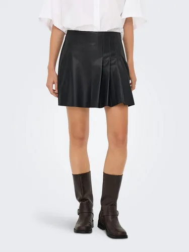 ONLY Lederimitatrock ONLARTZY LIFE - Modischer Hochbund-Faltenrock - Röcke aus 100% pflegeleichtem Polyester, perfekt für einen stylischen Auftritt mit hohem Tragekomfort und modischem Falten-Design.