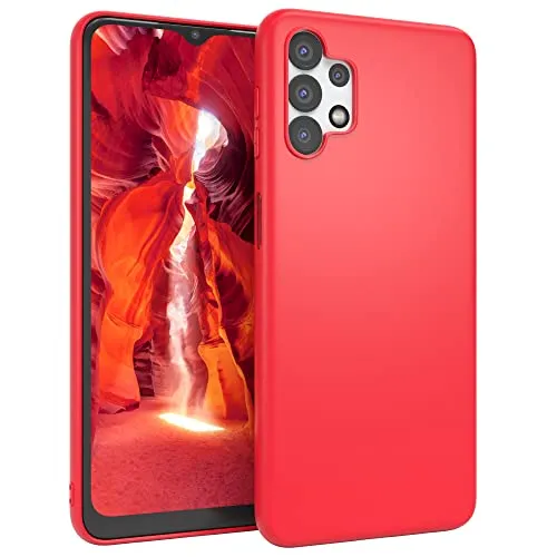 EAZY CASE Handyhülle Silikon mit Kameraschutz kompatibel mit Samsung Galaxy A32 5G in Rot, Ultra dünn, Slimcover, Silikonhülle, Hülle, Softcase, Backcover