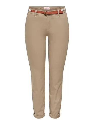 ONLY Female Chino Hose ONLBIANA - Bequeme Chino für Damen - Moderne Chino Hose mit normalem Schnitt und mittlerer Taille. Hergestellt aus 98% Baumwolle für hohen Tragekomfort und 2% Elasthan für optimale Passform.