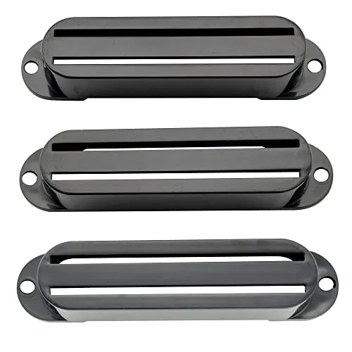 Musiclily Hot Rail Gitarre Single-Coil-Sized Humbucker Pickup Covers Tonabnehmer Abedeckungen Set für Strat Style, Schwarz (3er Set)